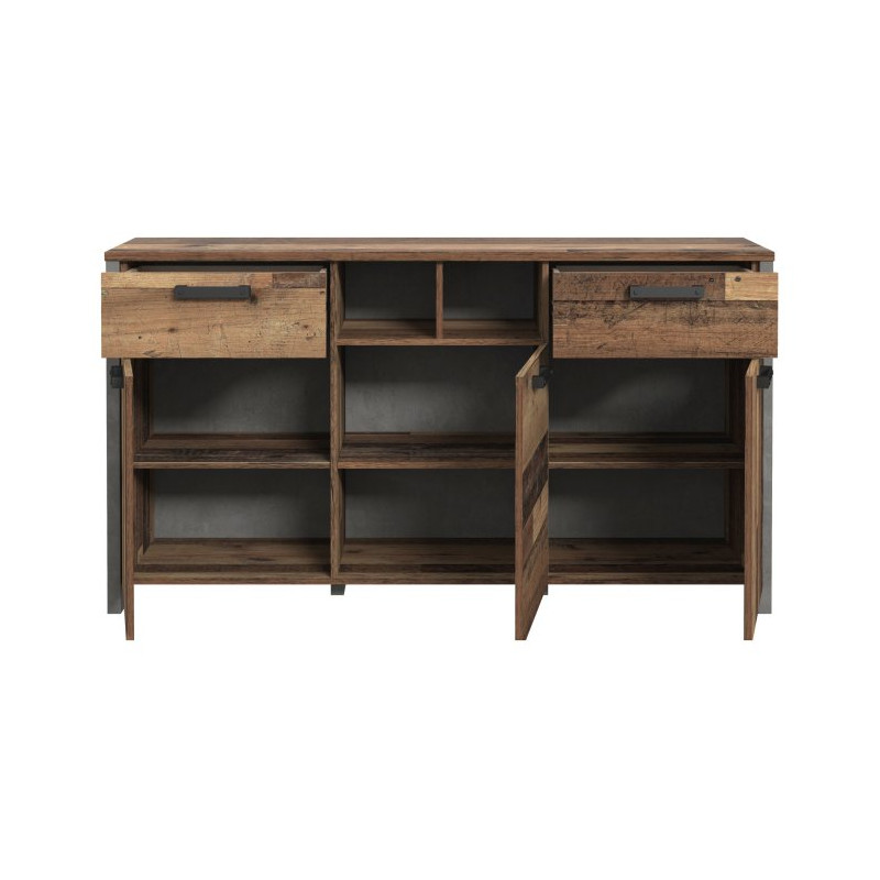 Szeroka komoda loft 156 cm CLIF old wood vintage | Meble Forte