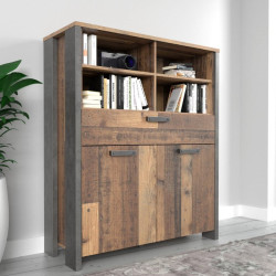 Wysoka komoda do salonu 100 cm CLIF old wood vintage | styl loft