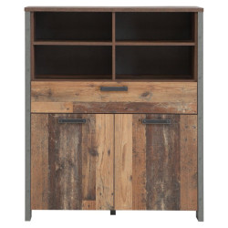 Wysoka komoda do salonu 100 cm CLIF old wood vintage | styl loft