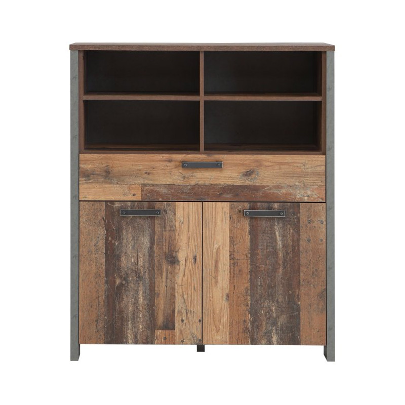 Wysoka komoda do salonu 100 cm CLIF old wood vintage | styl loft