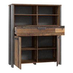 Wysoka komoda do salonu 100 cm CLIF old wood vintage | styl loft