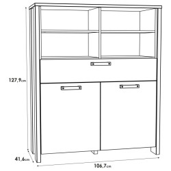 Wysoka komoda do salonu 100 cm CLIF old wood vintage | styl loft