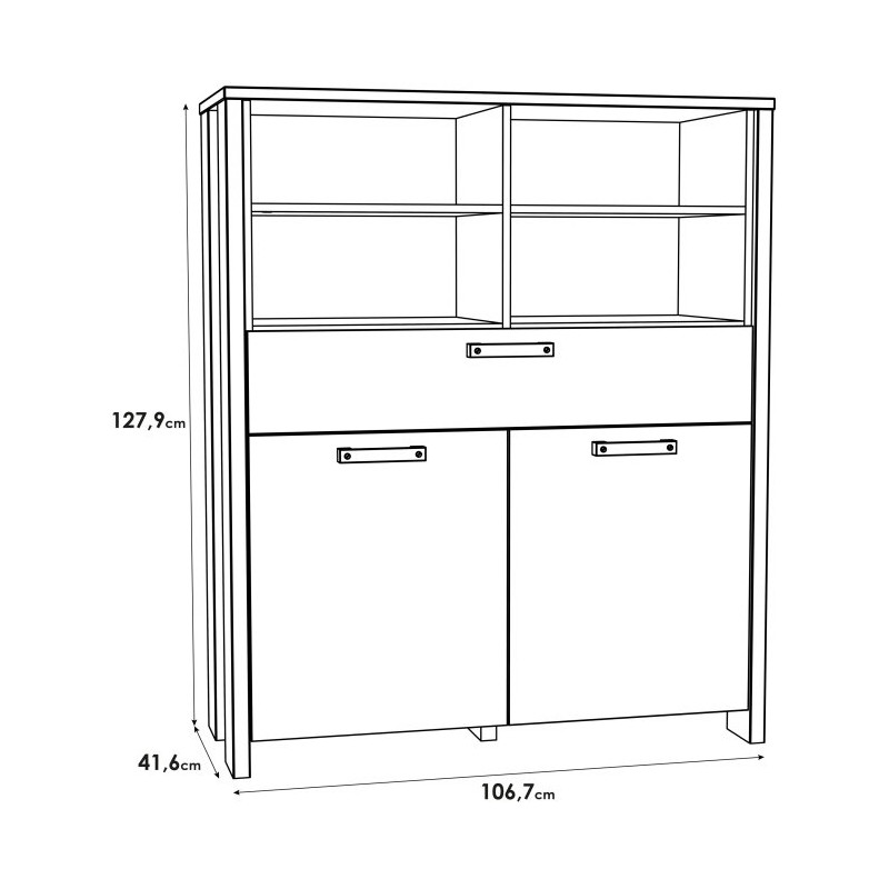 Wysoka komoda do salonu 100 cm CLIF old wood vintage | styl loft