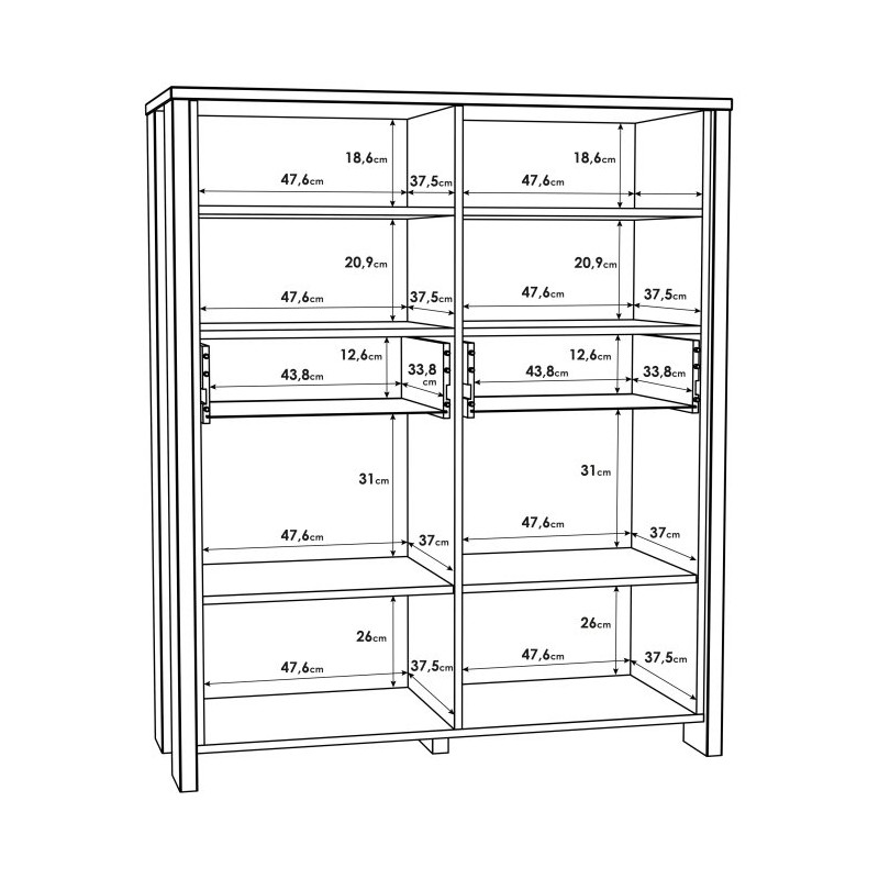 Wysoka komoda do salonu 100 cm CLIF old wood vintage | styl loft