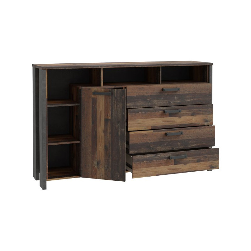 Komoda z 4 szufladami 161 cm CLIF old wood vintage | styl loft