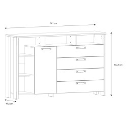 Komoda z 4 szufladami 161 cm CLIF old wood vintage | styl loft