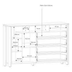 Komoda z 4 szufladami 161 cm CLIF old wood vintage | styl loft