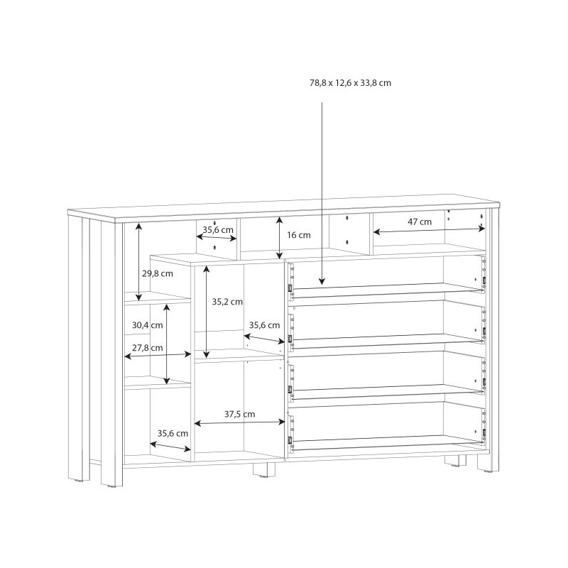 Komoda z 4 szufladami 161 cm CLIF old wood vintage | styl loft