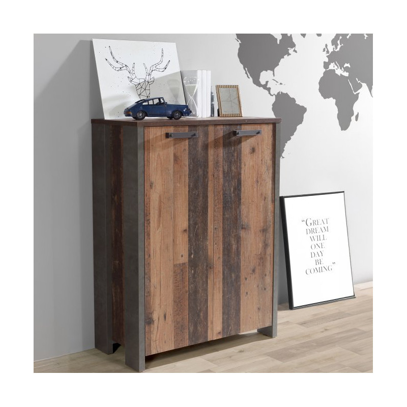 Szafka dwudrzwiowa 90 cm CLIF old wood vintage | styl loft