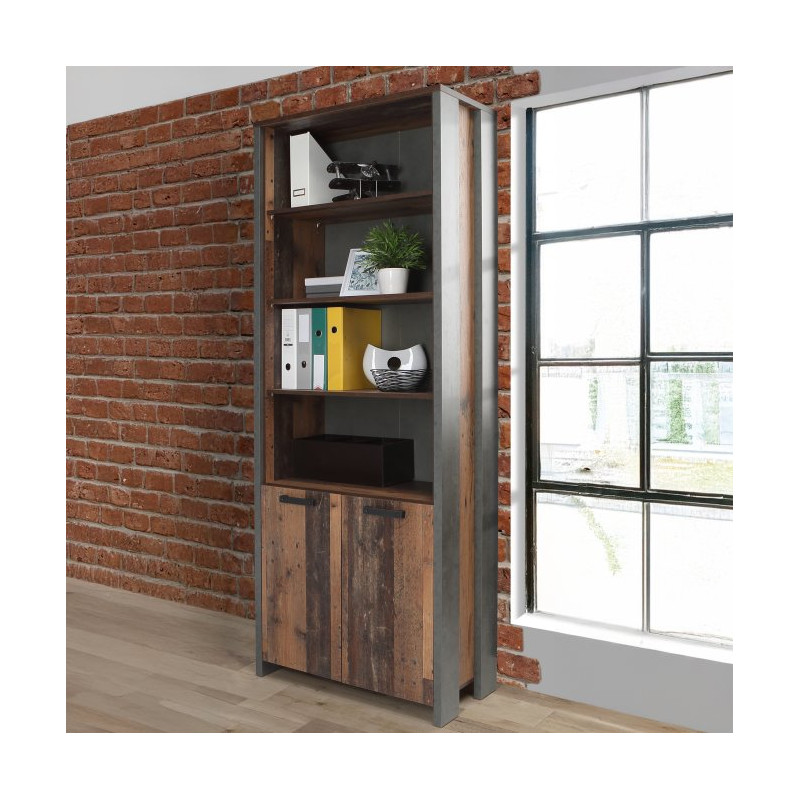 Wysoki regał 86x220 cm CLIF | loftowy styl old wood vintage