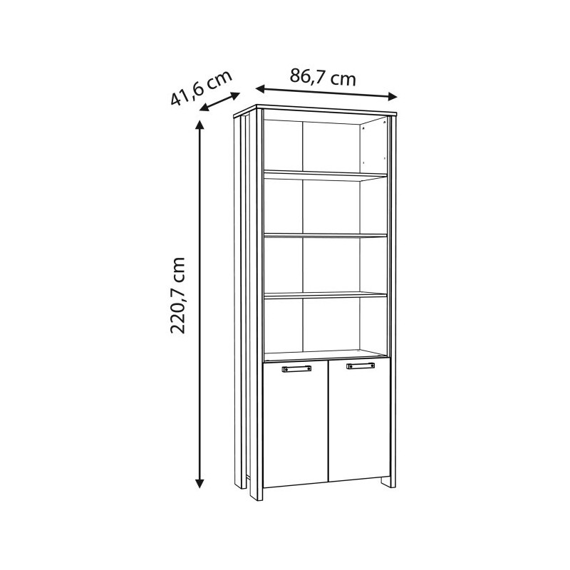 Wysoki regał 86x220 cm CLIF | loftowy styl old wood vintage