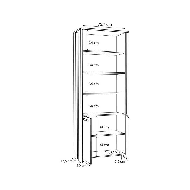 Wysoki regał 86x220 cm CLIF | loftowy styl old wood vintage