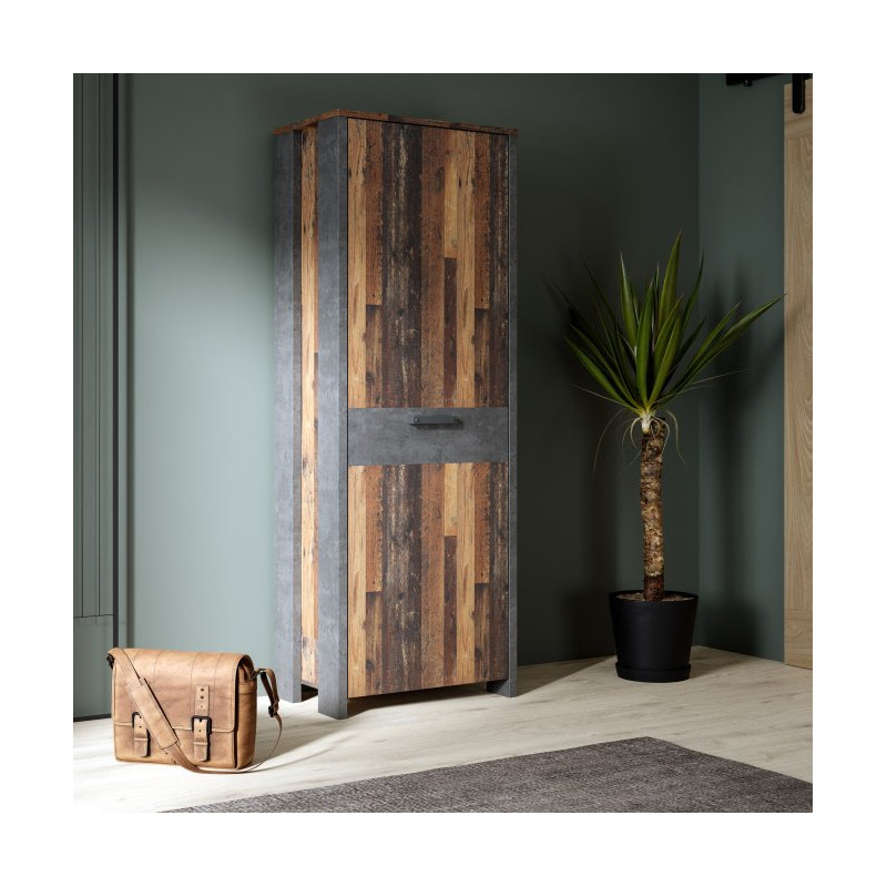 Wąska szafa 70 cm CLIF old wood vintage | Meble Forte