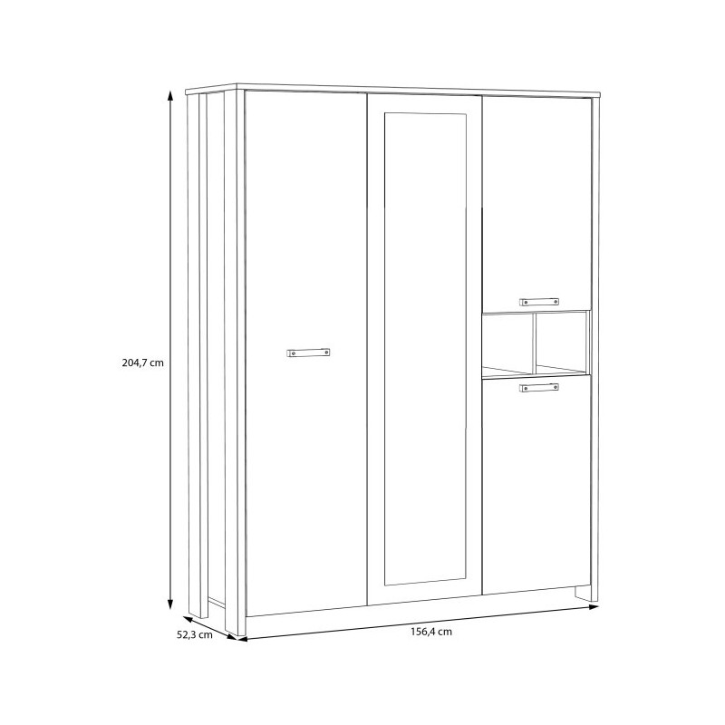 Duża szafa z lustrem 160 cm Clif old wood vintage | Domowanie