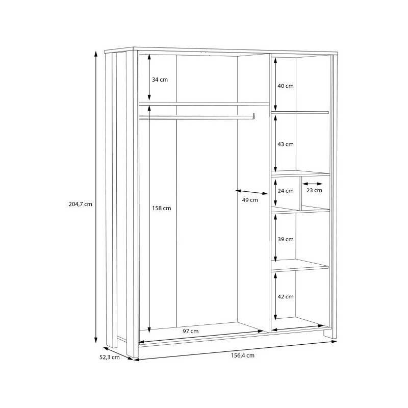 Duża szafa z lustrem 160 cm Clif old wood vintage | Domowanie