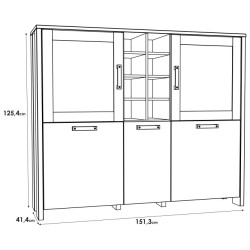 Niska witryna Clif 150 cm – styl loftowy i elegancka ekspozycja