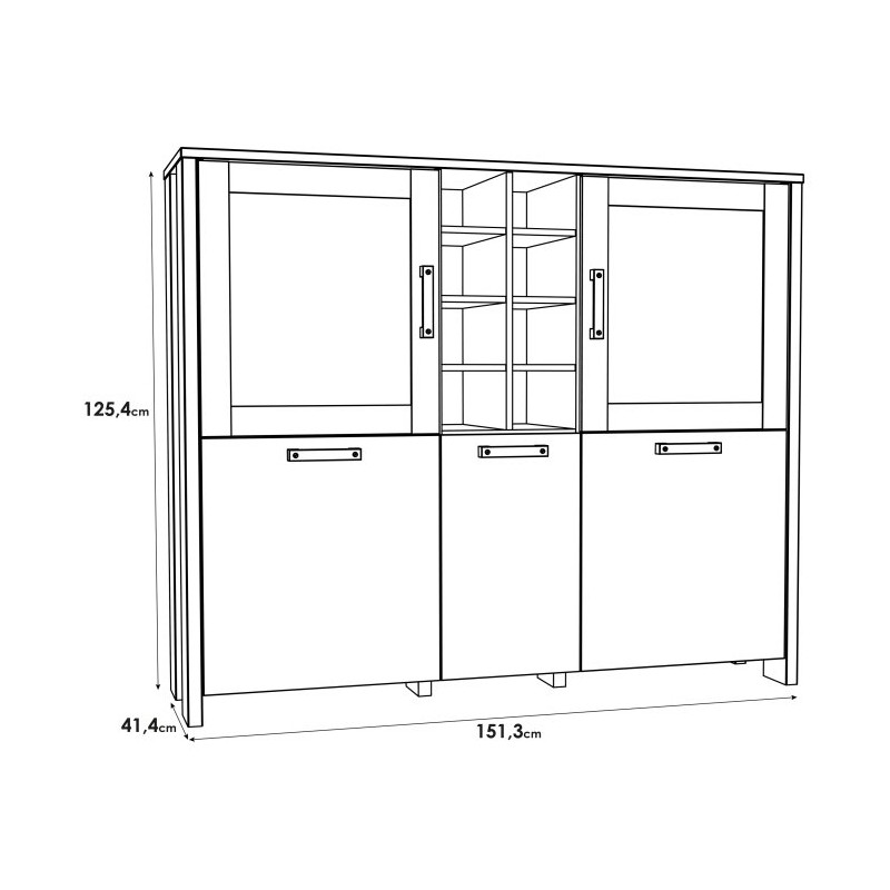 Niska witryna Clif 150 cm – styl loftowy i elegancka ekspozycja