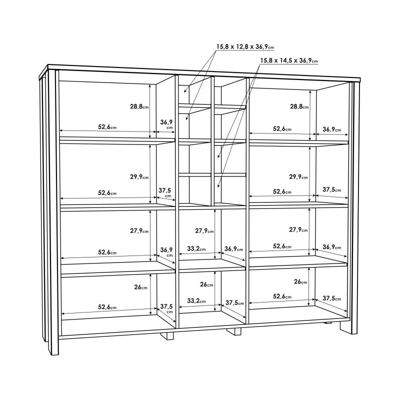 Niska witryna Clif 150 cm – styl loftowy i elegancka ekspozycja