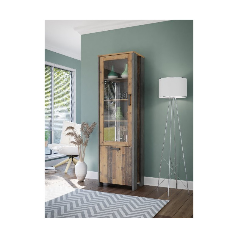 Wąska witryna Clif 60 cm – styl loftowy i elegancka ekspozycja