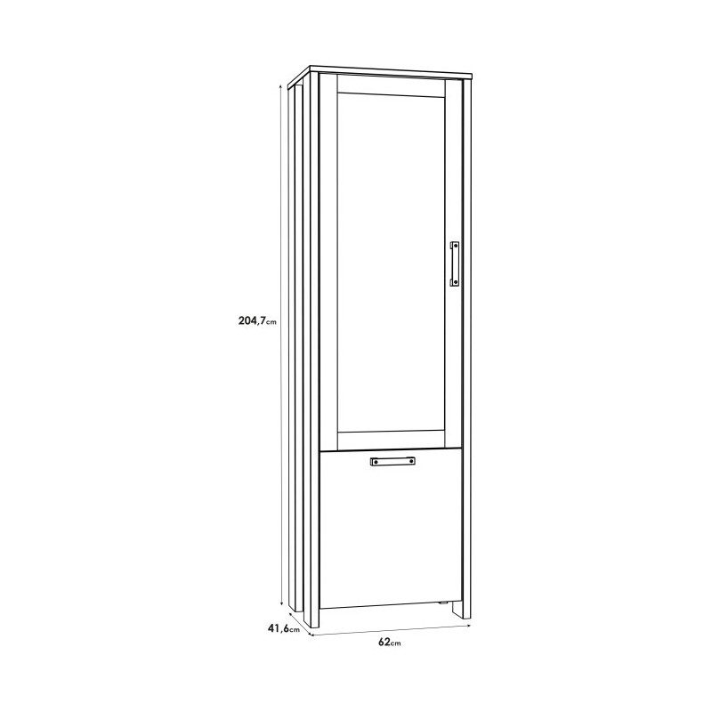 Wąska witryna Clif 60 cm – styl loftowy i elegancka ekspozycja