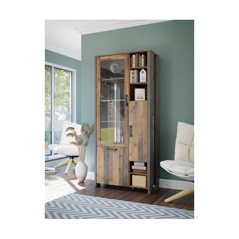 Witryna do salonu Clif 90 cm – styl loftowy i elegancka ekspozycja