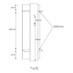 Panel ubraniowy do przedpokoju 60 cm Clif | Old Wood Vintage