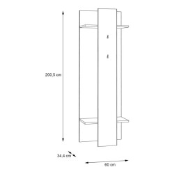 Panel ubraniowy do przedpokoju 60 cm Clif | Old Wood Vintage Beton