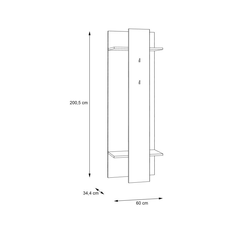 Panel ubraniowy do przedpokoju 60 cm Clif | Old Wood Vintage Beton