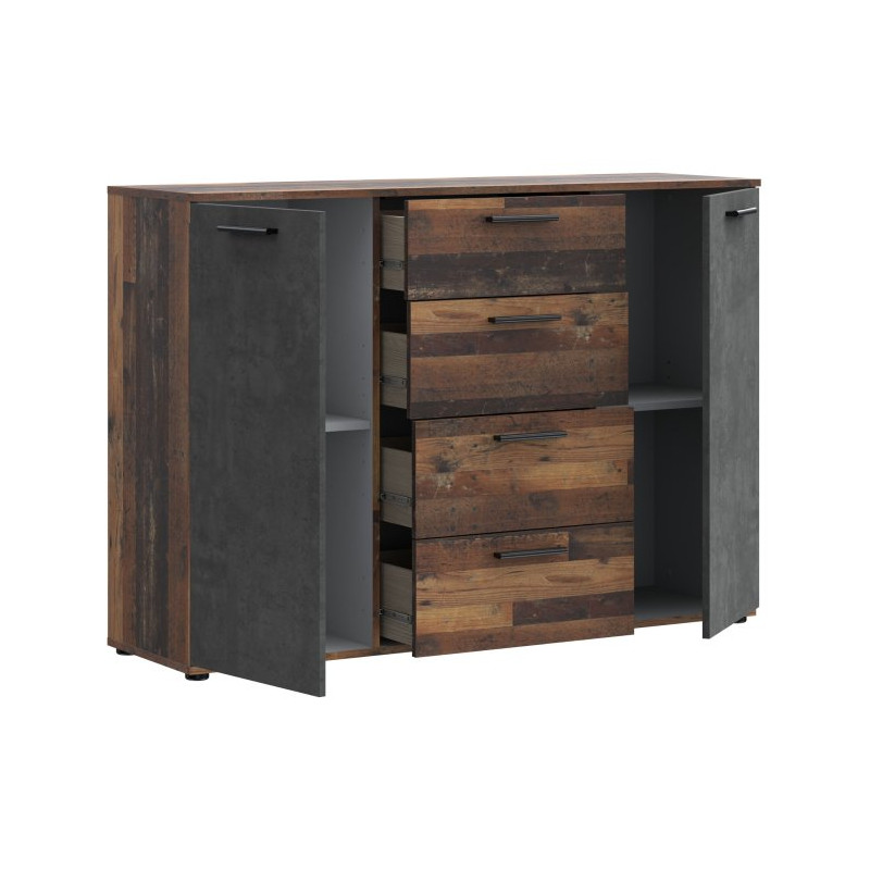 Komoda loft Clif 130 cm – old wood vintage & beton | Meble Forte
