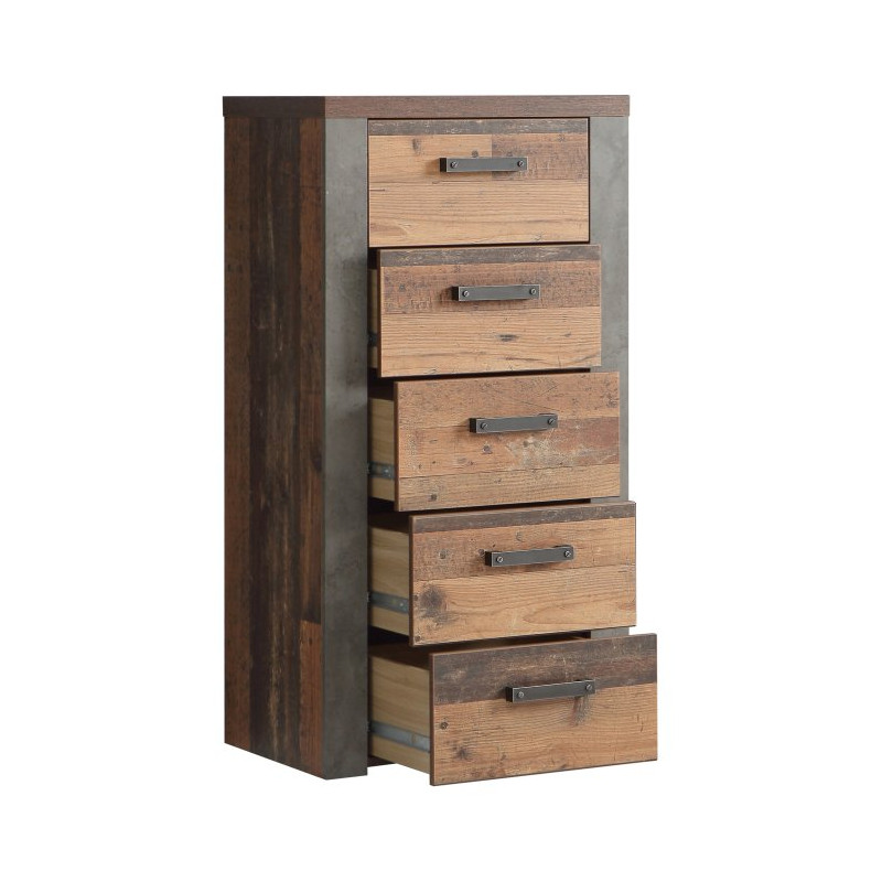 Komoda słupek Clif  61 cm Meble Forte – old wood vintage beton