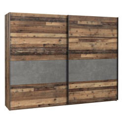 Szafa przesuwna Clif 270 cm – old wood vintage beton