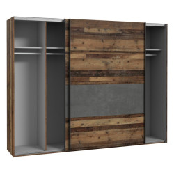 Szafa przesuwna Clif 270 cm – old wood vintage beton