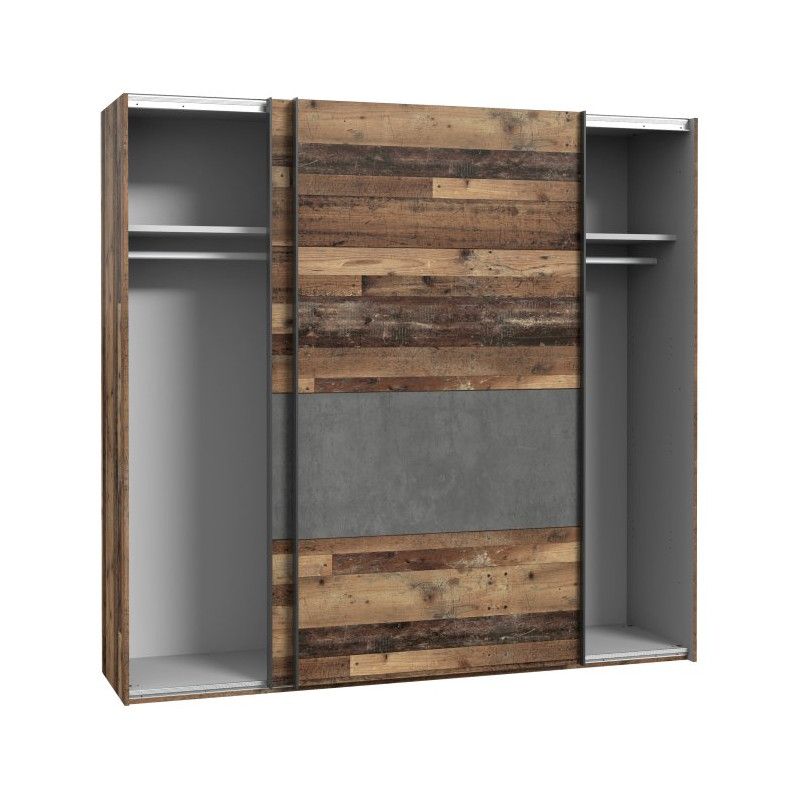 Szafa przesuwna Clif 220 cm – old wood vintage beton