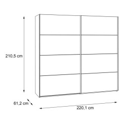 Szafa przesuwna Clif 220 cm – old wood vintage beton