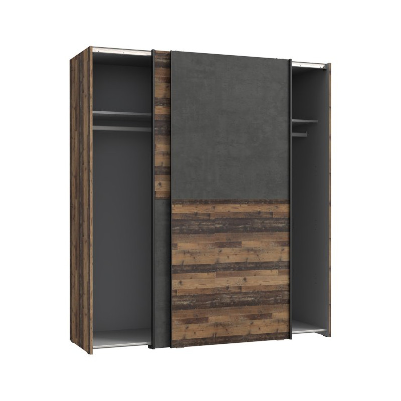 Szafa przesuwna Clif 170 cm – old wood vintage beton