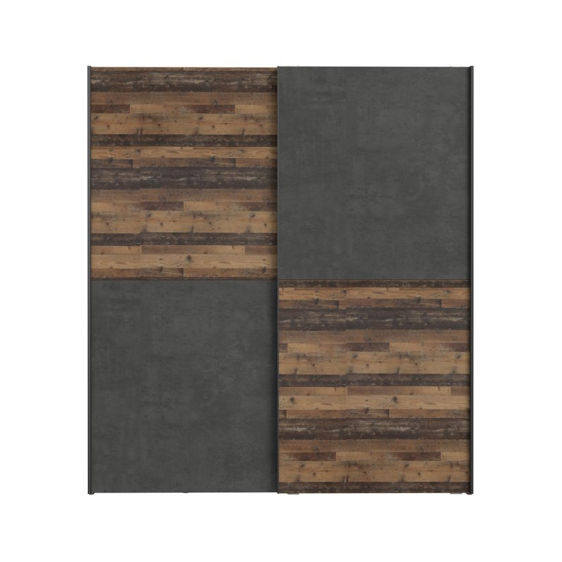 Szafa przesuwna Clif 170 cm – old wood vintage beton