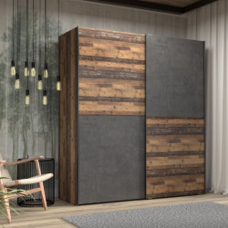 Szafa przesuwna Clif 170 cm – old wood vintage beton