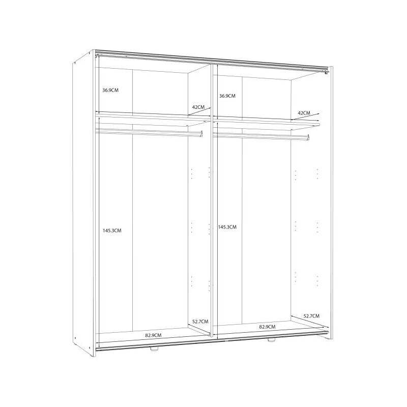 Szafa przesuwna Clif 170 cm – old wood vintage beton