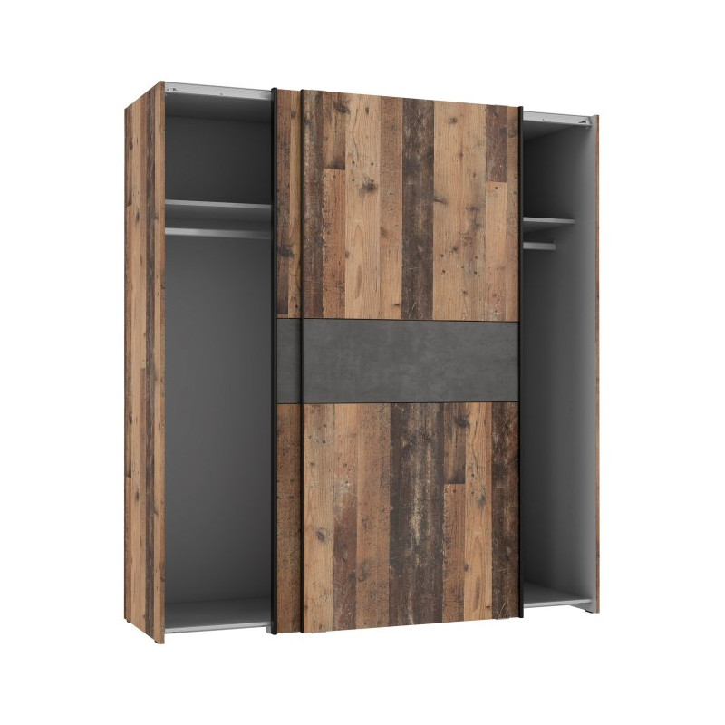 Szafa przesuwna Clif 170 cm – old wood vintage beton