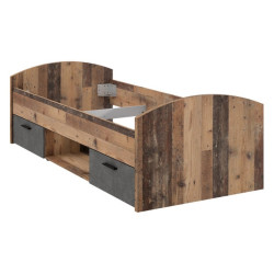 Łóżko młodzieżowe Clif 90x200 old wood vintage beton
