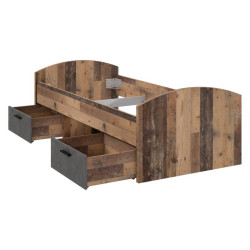 Łóżko młodzieżowe Clif 90x200 old wood vintage beton