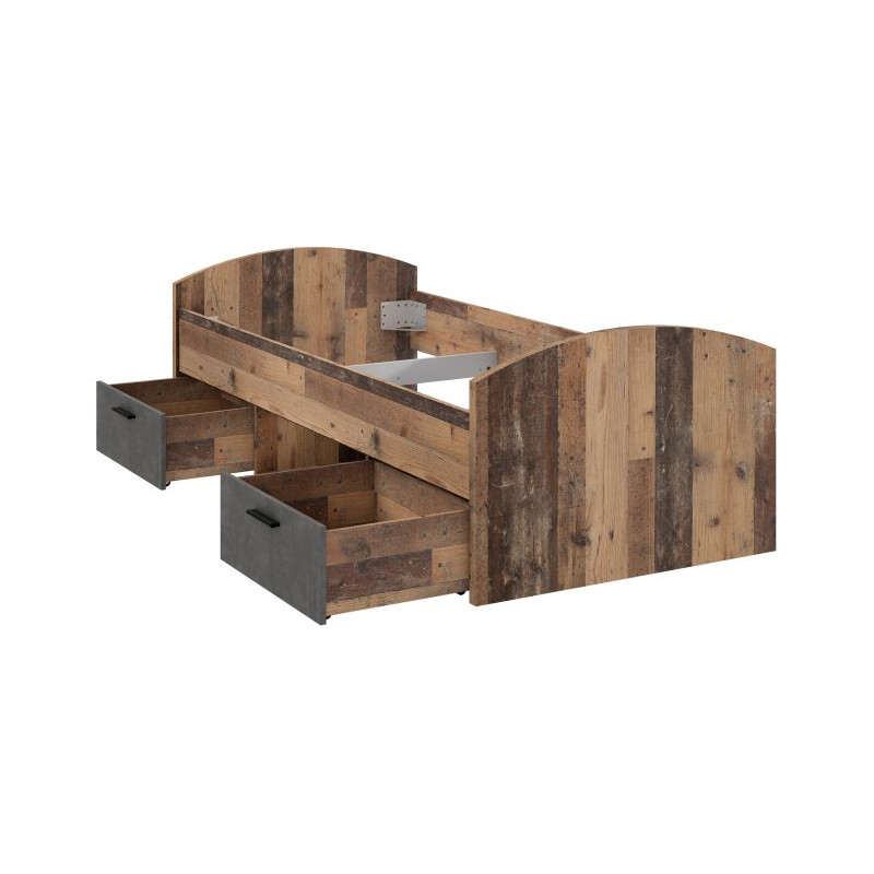 Łóżko młodzieżowe Clif 90x200 old wood vintage beton