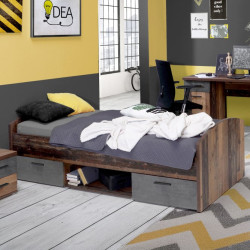 Łóżko młodzieżowe Clif 90x200 old wood vintage beton