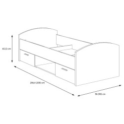Łóżko młodzieżowe Clif 90x200 old wood vintage beton
