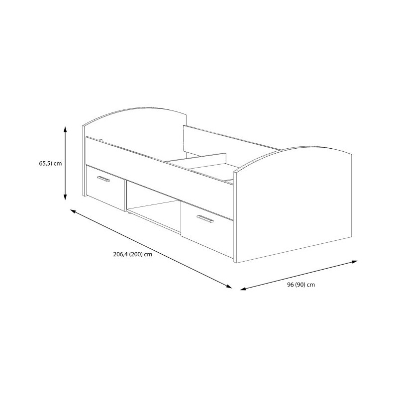 Łóżko młodzieżowe Clif 90x200 old wood vintage beton