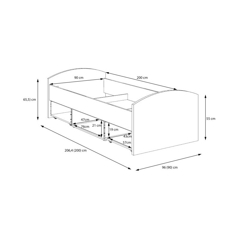 Łóżko młodzieżowe Clif 90x200 old wood vintage beton