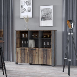 Niski regał loft 136 cm CLIF Meble Forte | old wood vintage beton