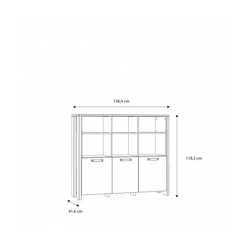 Niski regał loft 136 cm CLIF Meble Forte | old wood vintage beton
