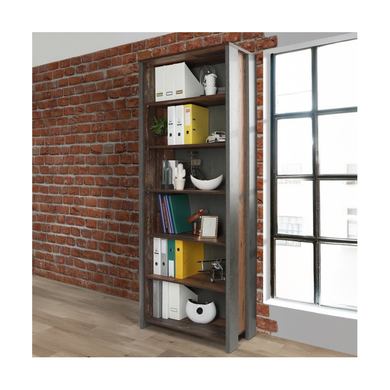 Wysoki regał otwarty CLIF Meble Forte | old wood vintage beton