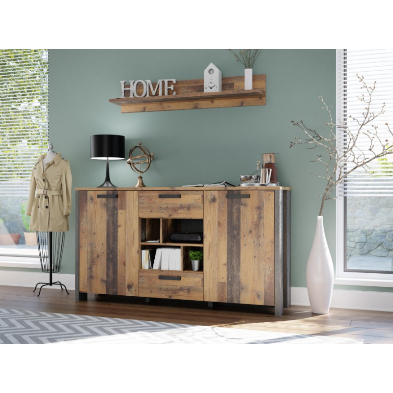 Duża komoda Clif 156 cm old wood vintage beton | Meble Forte
